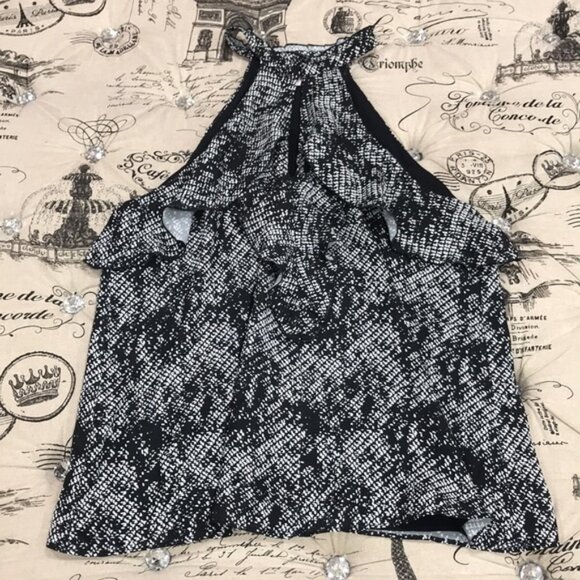 Parker Black & White Ruffled Halter Top - Picture 2 of 8